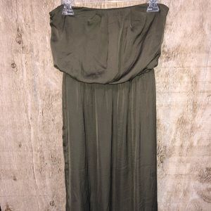 Long Olive Strapless Dress